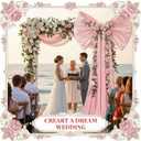 BreezeHug Pink Large Bow for Backdrop Wedding Giant Bow Decor with Long Ribbons Coquette Room Wall Decor for Wedding Bridal Shower Arch Wall Baby Shower Birthday Party (47 x 30 Inches)