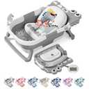 TPN Collapsible Baby Bathtub, Baby Bath Tub with Soft Cushion & Real-Time Thermometer, Baby Bathtub Infant to Toddler Tub (0-36 Months), Portable Newborn Travel Bath Tub