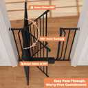 40" Extra Tall Baby Gate for Stairs, Auto Close Stroller Friendly Dog Gate Indoor for Doorways, Pressure Mounted 29"-40" Wide Baby Gate, Easy Walk Through Gate for Children & Pets, Black