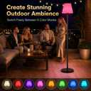 Design Accents Outdoor Floor Lamp, Solar Outdoor Lamp for Patio, Cordless Rechargeable Waterproof Lamp with Remote, 3-Level Warm White & RGB Colors, Adjustable Height for Garden, Porch & Balcony
