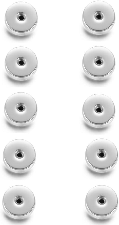 Renkovte Flat Screw Backs Replacement for Stud Earrings,10Pcs Stainess Steel Flatbacks for Ear Piercing,Security Screw Backs to Prevent Missing Earrings (Silver)