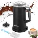 Milk Frother, 4 in 1 Milk Electric Milk Steamer, 500W 11.8oz/350ml Automatic Warm and Cold Foam Maker for Coffee,Latte, Cappuccino, Macchiato, Hot Chocolate, Silent Operation, Black
