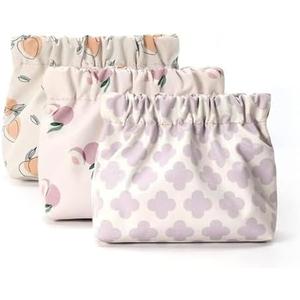 Pack of 2 Gepehoho Small Makeup Bag for Purse, 3pcs Waterproof Mini Pouch, No Zipper Self-closing Travel Kit Storage Bag for Women & Girl (A)