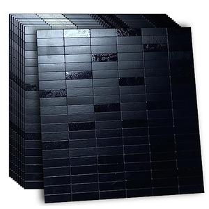 XUANINY Peel and Stick Tile Backsplash Self- Adhesive Wall Tiles Aluminum Mosaic Sticker for Kitchen (11.33"x11.85" Per Sheet, Pack of 10 pcs) (Black Brushed 10)