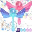 Princess Bubble Wand Set of 2 for Boys and Girls Gift Aged 3-8,Automatic Bubble Machine Blower Toys with Light and Music for Outdoor Party Wedding Birthday Gift,4 Bottles of Bubble Solution Included