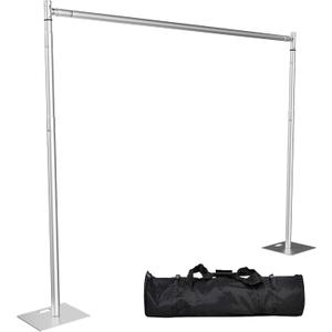 Heavy Duty Backdrop Stand, 10x10ft Pipe and Drape Backdrop Stand Kit with Adjustable Telescopic Poles Frame and Metal Base, Background Holder for Parties Wedding Birthday Photography Capacity of up to 22 lbs