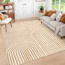 Lahome Abstract Washable Rugs 5x7, Non Slip Soft Living Room Rugs Ultra-Thin Rainbow Bedroom Rug, Non Skid Rug Backing Accent Carpet for Dining Room Office (5'x7',Orange)