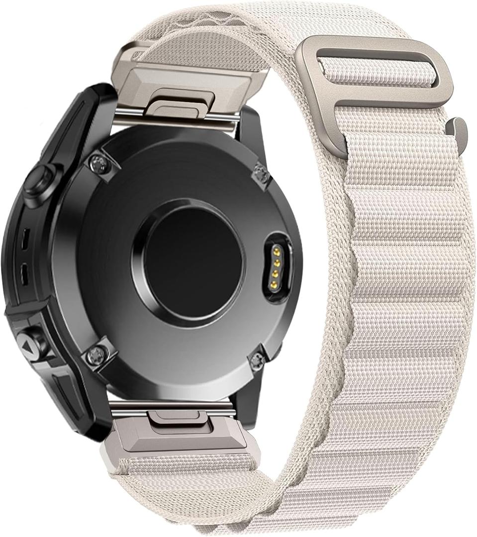 Nylon-Band for Garmin Fenix E/Fenix 8 AMOLED 47mm/Fenix 7/Fenix 7 pro/Fenix 6/Fenix 6 pro/Fenix 5/Fenix 5 Plus,Quickfit 22mm Adjustable Nylon Loop Bands for Garmin Forerunner 935/945, Instinct,Approach S62/S60(Starlight)