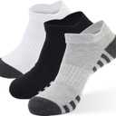 6-Pack Men'S Padded Ankle Socks size 8-11 - Low-Top Athletic Socks, Functional Comfort, Sweat-Wicking With Cushion (9-12, 6 Pairs Black/White/Grey)