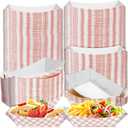MotBach 160 Pack Checkered 2Lb Paper Food Boat Trays Disposable Paper Boats Containers, Colored Kraft Food Serving Tray Boats Plates for Snack Fries Sandwich Popcorn Dessert Taco BBQ Nacho