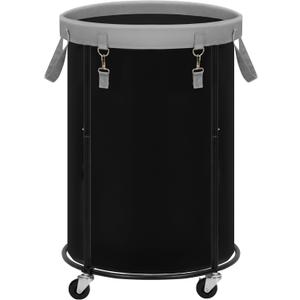 STORAGE MANIAC Rolling Laundry Hamper with Wheels 110L Laundry Basket, Round Laundry Cart with Metal Frame and Removable Bag, Clothes Hamper for Bedroom, Bathroom, Dorm Room, Laundry Room, Black