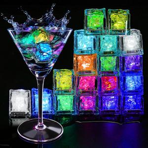 Light Up Ice Cubes, 18 Pack Multi Color Led Ice Cubes for Drinks IP67 Waterproof Reusable Glowing Flashing Changing Lights Water Activated Drink Lights for Cocktails Christmas Party Bar Wedding