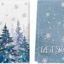 Artoid Mode Blue Xmas Tree Snowflake Winter Kitchen Towels Dish Towels, 18x26 Inch Farmhouse Holiday Decoration Cleaning Set of 2