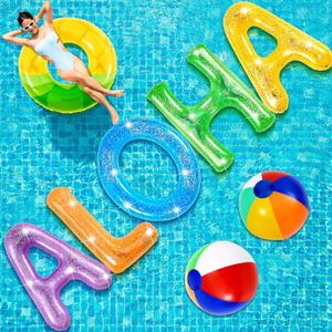 Sumind 8 Pcs Aloha Floating Pool Letters Set,20 Inch Inflatable Decor,Vivid, Medium