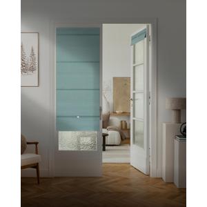 GoDear Design 99.99% Blackout Magnetic Roman Shades, No Drill Cordless Teal Natural Door Shades, Blue Green Woven Fabric Window Shades, Insulated Door Curtains & Blinds, 27" W x 65" L, Turquoise