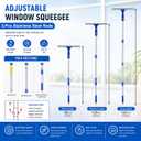 ITTAHO Window Squeegee Cleaner Tool,Window Cleaning Kit with Extension Pole,12" Squeegee and 11" Microfiber Scrubber Combi,Window Washing Equipment for Car, Indoor,Outdoor, High Windows-2 Pads