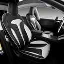 Custom Fit Seat Covers for 2025 2026 Tesla Model Y Juniper (5-Seater), Waterproof Breathable Nappa Leather, OEM Style Full Set Protectors, Airbag Compatible - Black+White