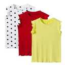 StyleSavvy 3-Pack Girls Dance & Gymnastics Tank Tops with Buckle Trim Everyday Casual & Versatile Wear Yellow Red White for Size 150