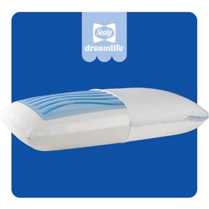 Sealy Dreamlife King Size Memory Foam Cooling Pillow with SealyChill Cooling Gel, Removable Machine-Washable Cover, Made in The USA, White