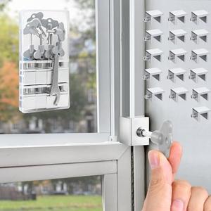 [16 Sets] Sliding Window Lock with Key Aluminum Alloy Adjustable Security Lock (Silver) Single Hole Quick Installation Anti-Theft and Anti-Theft Suitable for Vertical/Horizontal Windows