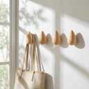 4 Pcs Wooden Coat Hanger Hooks Water Drop Shaped Hat Rack Wall Mounted for Wall Dressing Room Decor