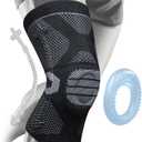 NEENCA Professional Knee Brace for Pain Relief, Medical Knee Compression Sleeve, Knee Support with Horizontal Knit Tech for Meniscus Tear, ACL, Arthritis, Joint Pain, Runner, Workout (Large, Upgraded Version - Carbon Black)