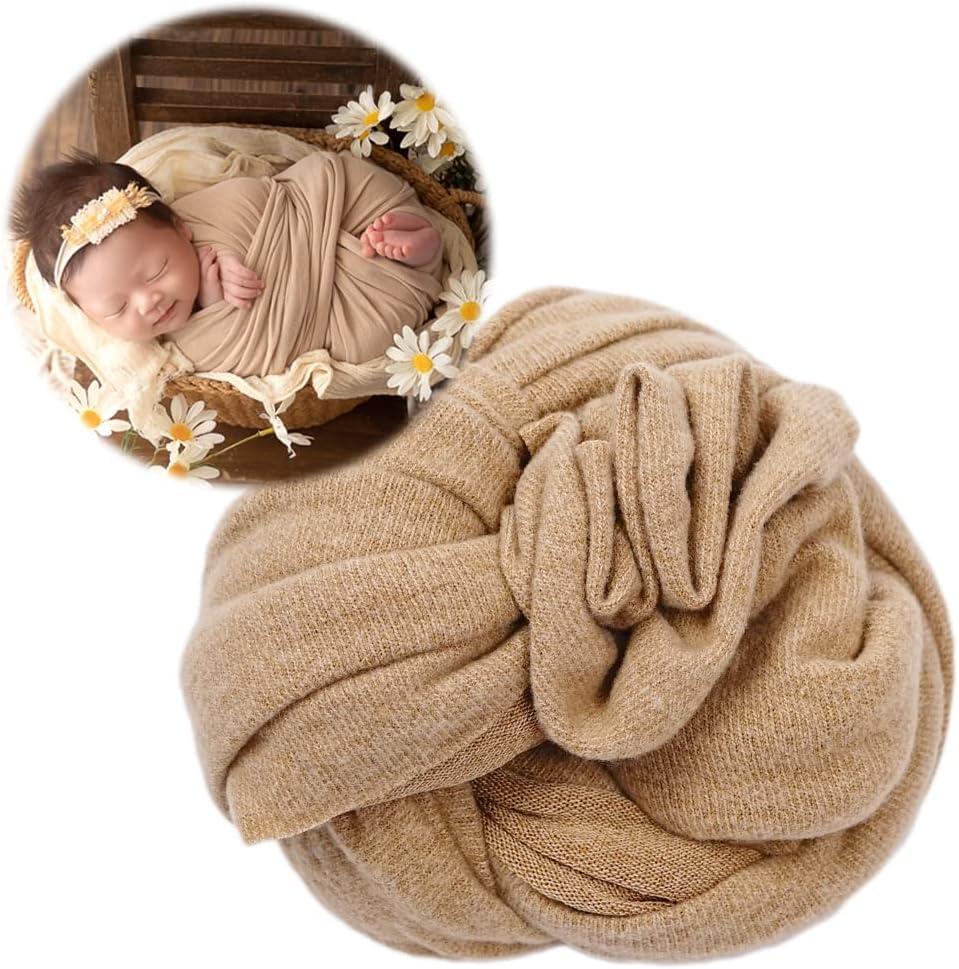 Zeroest Newborn Baby Photo Outfits Props Stretch Blanket Infant Boy Girl Photography Velvet Wraps for Baby Photo Shoot Newborn Photography Wraps (Tan)