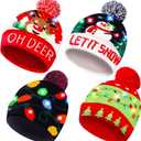Christmas LED Light-up Knitted Beanie Hat Colorful Flashing Holiday Xmas Christmas Party Supplies(One Size Fits More)