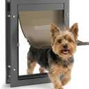 Dog Door for Large Dogs, Large Black Aluminum Frame Pet Door with 2-Way Lock, Easy Install on Interior Door/Screen/Wall, Weatherproof Magnetic Flap