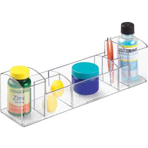 iDesign 43030 Med+ 12" Plastic Divided Vanity Medication and Bathroom Accessory, 12" x 3" x 3.5", Multi-Level Organizer