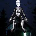 Jenaai Halloween Inflatables Extra Large 10.5 Feet Sitting Skeleton Halloween Outdoor Inflatables Decorations Skeleton Blow Up Built in Lights Air Pump for Halloween Party Yard Garden Party Supplies