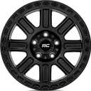 Rough Country 84 Series Wheel - 17 x 8.5, 5x4.5" Bolt Pattern, +0mm Offset, Gloss Black, 8-Spoke, Rugged One-Piece Aluminum Rim with Black Center Cap