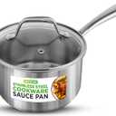 NutriChef 2 Quart Stainless Steel Saucepan with Lid - Heavy Duty Pot with Ergonomic Handles, For All Cooktops