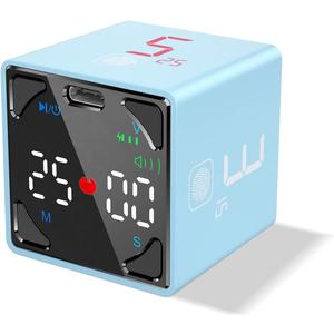 Pomodoro Timer Cube, Digital Productivity Timer, Pause & Resume, Silent, Vibrate & Adjustable Sound Alert, for ADHD, Task, Work, Study,1/3/5/10/15/25/45/60min & Custom Countdown, Blue