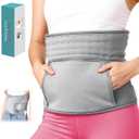 Extended Electric Heating Pad Belt Wrap for Period Cramps Abdomen Waist Lower Back Neck Shoulders Leg Arms Pain Relax with 3 Meters Power Cord Timer Temperature Settings Auto Shut Off Mom Dad Gift, Grey