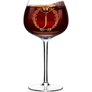 Personalized Custom Birthday Red Wine Glass, Engagement & Wedding Gift, 16oz Bride Monogrammed Cup A (J)