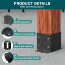 SPACEEUP 6x6 Post Base 2 Pcs, Inner Size 5.6"x5.6" Deck Post Base, Heavy Duty Powder-Coated Post Anchor Black Wood Post Brackets for Decking Porch Railing Support