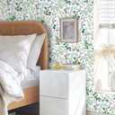 2 x Dimoon 17.3''x78.7''Peel and Stick Wallpaper Renter Friendly Contact Paper Floral Wallpaper Wall Art Waterproof Kitchen Bathroom Cabinet Drawers Thickening Waterproof Stick on Paper Pink Vinyl Wrap (White & Green)