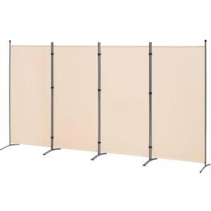 Spurgehom 4 Panel Room Divider Folding Privacy Screen, Freestanding Fabric Partition Portable Room Partition Wall Dividers for Home Office Room Restaurant, 136" W X 72" H (Beige)
