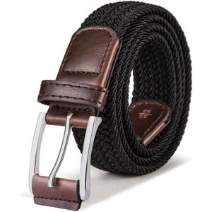 BULLIANT Stretch Belt Men,Mens Gift Woven Braided Web Belt 1 3/8 for Golf Casual Pants Shirts Jeans (Black)