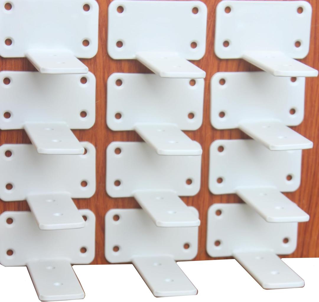 12 Pack - 4 inch White Hidden L Shelf Bracket (1/5 Inch Thicked) Iron Floating Shelf Brackets Rustic Industrial Metal Brackets for Shelf Support