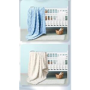 2 Pcs Fleece 30" x 40" 3D Fluffy Baby Blanket for Boys Nursery Little Girl Infant or Newborn Receiving Swaddling Blankets(Blue Set)