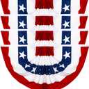 4 Pack Large USA Patriotic Pleated Fan Flag Set - 3x6 Ft American Bunting Flags with Sewn Stripes, Brass Grommets - Memorial Day Independence Day 4th of July Outdoor Decorations