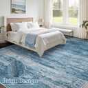 Washable Rug 8x10 Area Rugs for Living Room: Large Neutral Soft Rug Abstract Non Slip Low Pile Modern Carpet for Bedroom Kitchen Nursery Office Dining Room Indoor (Darkblue, 8'x10')