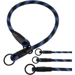 BronzeDog Rope Pro Training Dog Collar Braided No Pull Quick Release Round Lead Collars for Dogs Small Medium Large Puppy (XL - 23.6" Long, Blue)