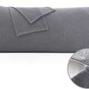Oubonun 100% Jersey Cotton Body Pillow Cover with Zipper - Luxury Soft Removable Pillow Case - Long Fuzzy - Knitted (Grey, 21"X54")