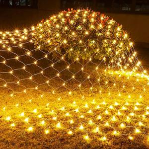 Funpeny Christmas Net Lights, 9.8ft x 6.6ft 200 LED Mesh Decor Clear Wire with 8 Modes Waterproof Connectable Xmas Decorations for Outdoor Outside Bushes Yard Lawn Patio Tree Garden Party (Warm White)