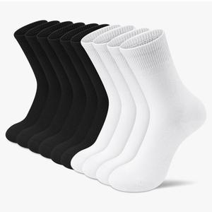 Amutost Womens Cotton Crew Socks 5 Pairs Lightweight, Breathable, Non-Slip Heel Socks for Work, Office & Everyday Comfort Large