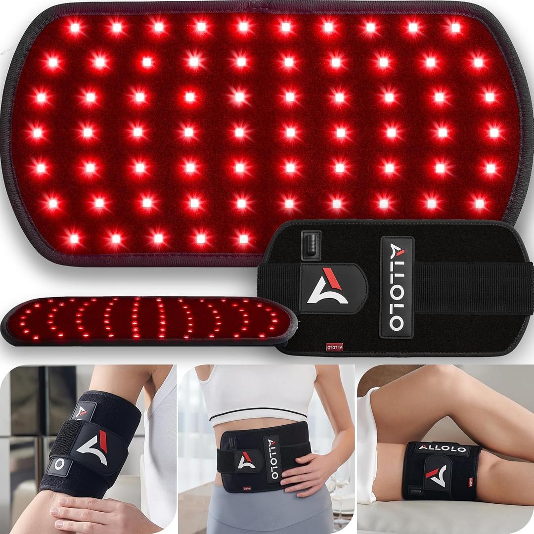 ALLOLO Red Light Therapy for Body, 3 in 1 LEDs Red Light Therapy Belt with Timer Remote Control, 660nm 850nm Infrared Light Therapy Pad for Body Waist Shoulder Knee, 12.6" x 6.3" Large Area
