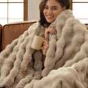 Bedsure GentleSoft Fluffy Fuzzy Beige Throw Blanket for Bed, Soft Cozy Fleece Faux Fur Blanket for Couch, Beige Room Decor Minky Velvet Bedding Sofa Cover, Thick Warm Plush Women Girls Birthday Gifts